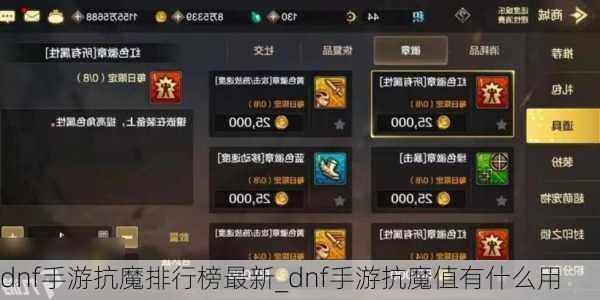 dnf手游抗魔排行榜最新_dnf手游抗魔值有什么用