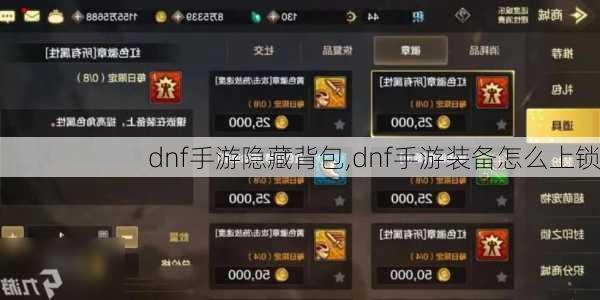 dnf手游隐藏背包,dnf手游装备怎么上锁