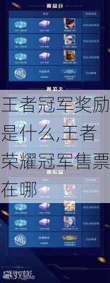 王者冠军奖励是什么,王者荣耀冠军售票在哪