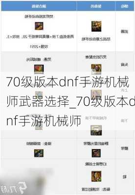 70级版本dnf手游机械师武器选择_70级版本dnf手游机械师