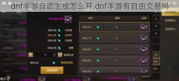 dnf手游自动主线怎么开,dnf手游有自由交易吗