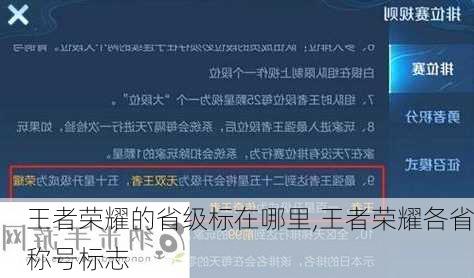 王者荣耀的省级标在哪里,王者荣耀各省称号标志