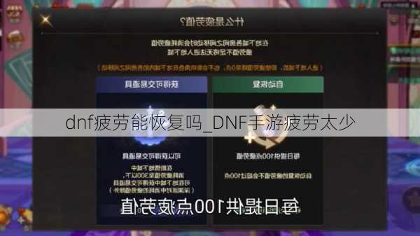 dnf疲劳能恢复吗_DNF手游疲劳太少