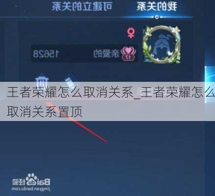 王者荣耀怎么取消关系_王者荣耀怎么取消关系置顶
