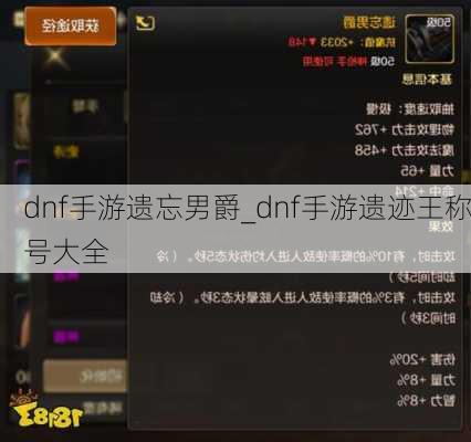 dnf手游遗忘男爵_dnf手游遗迹王称号大全