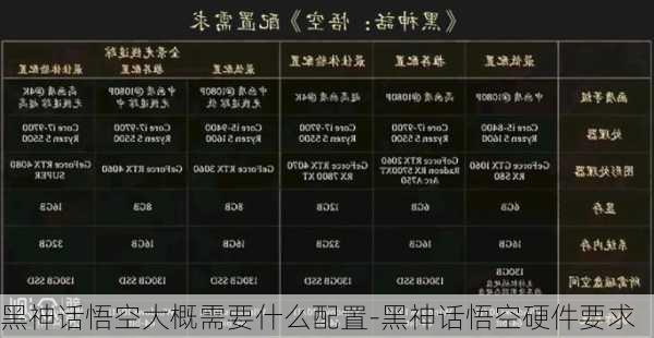 黑神话悟空大概需要什么配置-黑神话悟空硬件要求