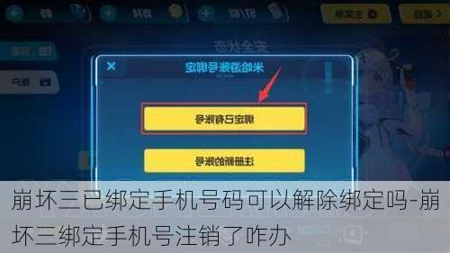 崩坏三已绑定手机号码可以解除绑定吗-崩坏三绑定手机号注销了咋办