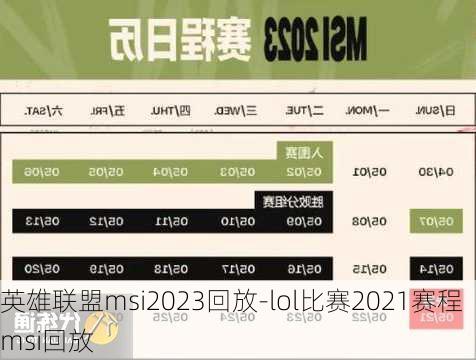 英雄联盟msi2023回放-lol比赛2021赛程msi回放