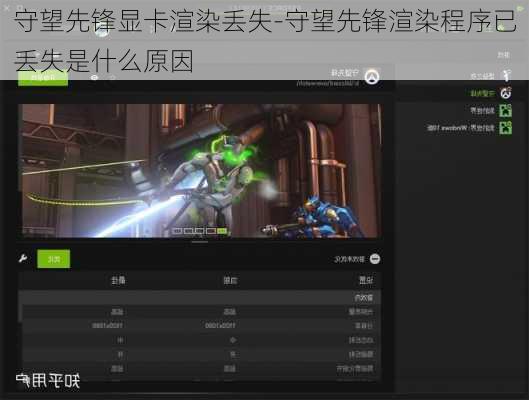 守望先锋显卡渲染丢失-守望先锋渲染程序已丢失是什么原因
