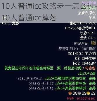 10人普通icc攻略老一怎么过-10人普通icc掉落