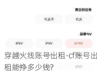 穿越火线账号出租-cf账号出租能挣多少钱?