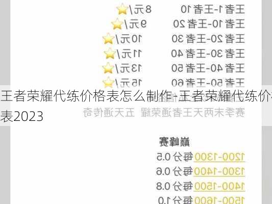 王者荣耀代练价格表怎么制作-王者荣耀代练价格表2023