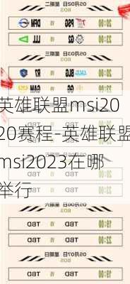 英雄联盟msi2020赛程-英雄联盟msi2023在哪举行