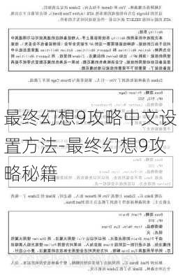 最终幻想9攻略中文设置方法-最终幻想9攻略秘籍