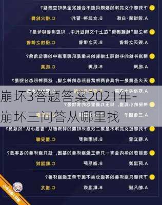 崩坏3答题答案2021年-崩坏三问答从哪里找